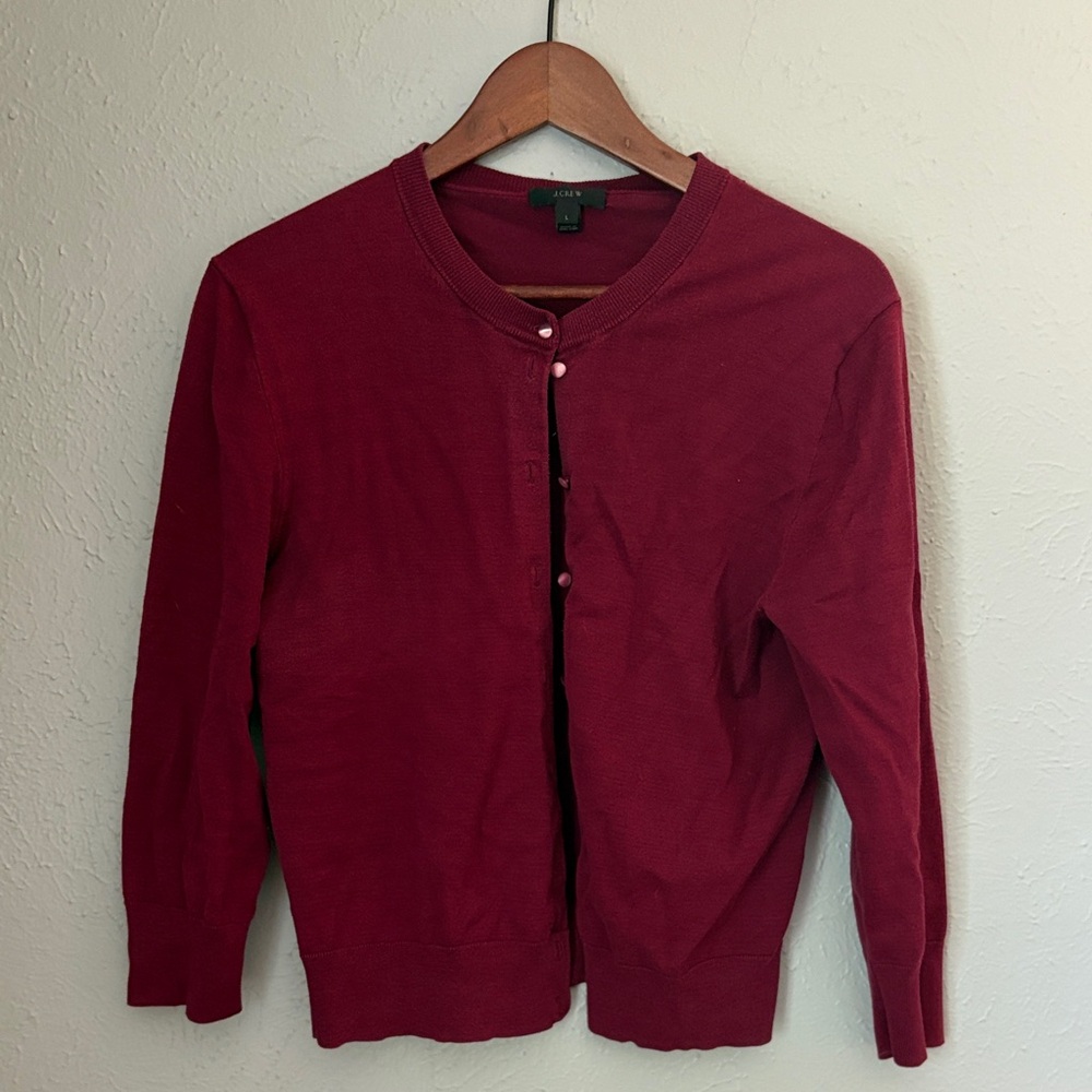 JCrew Maroon Jackie Button-Up Cardigan